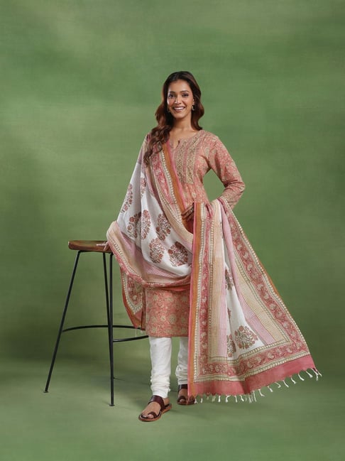 Fabindia White Cotton Printed Dupatta-picture-23