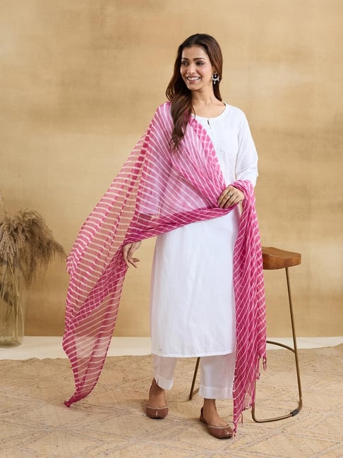 Fabindia Pink Tie-Dye Dupatta-picture-30