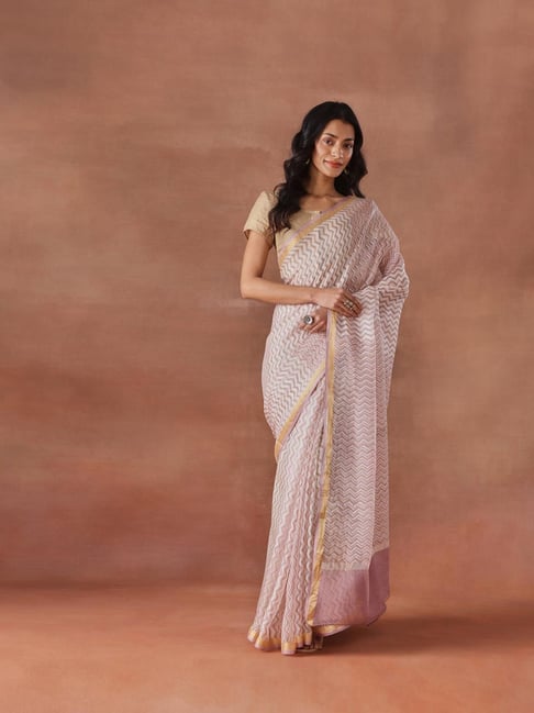 Fabindia Mauve Purple Printed Saree-picture-20