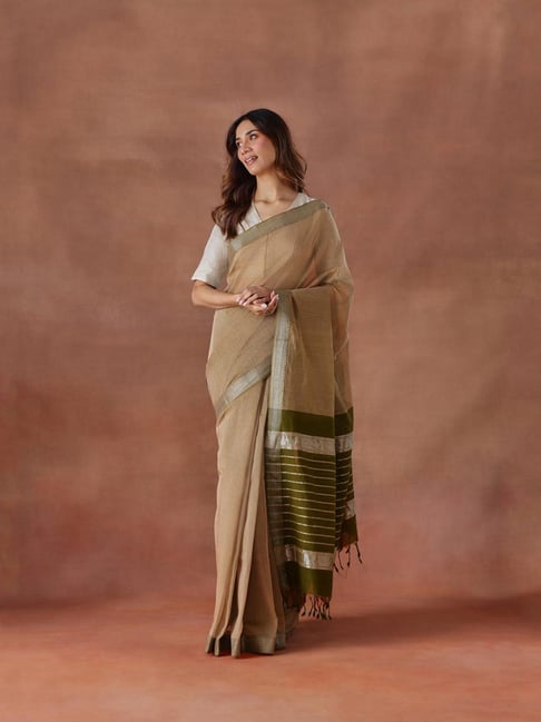 Fabindia Green Woven Design Saree-picture-31