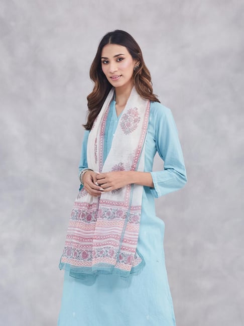 Fabindia Off White Printed Stoles-picture-12