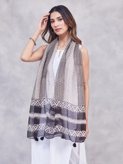 Fabindia Beige Printed Stoles-picture-31