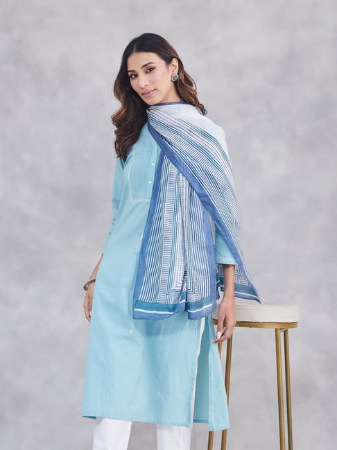 Fabindia White Printed Stoles-picture-17