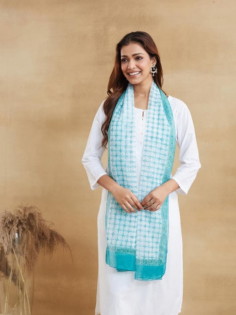 Fabindia Turquoise Printed Stoles-picture-41