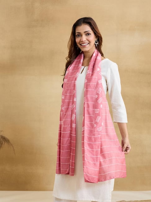 Fabindia Pink Tie-Dye Stoles-picture-47