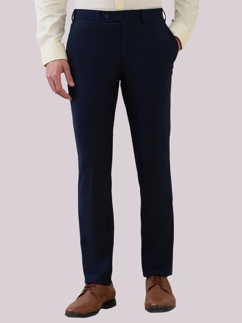 Park Avenue Dark Blue Slim Fit Trousers-picture-11