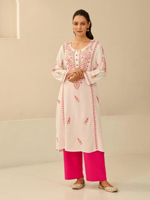 House Of Chikankari White Cotton Straight Kurta-picture-20