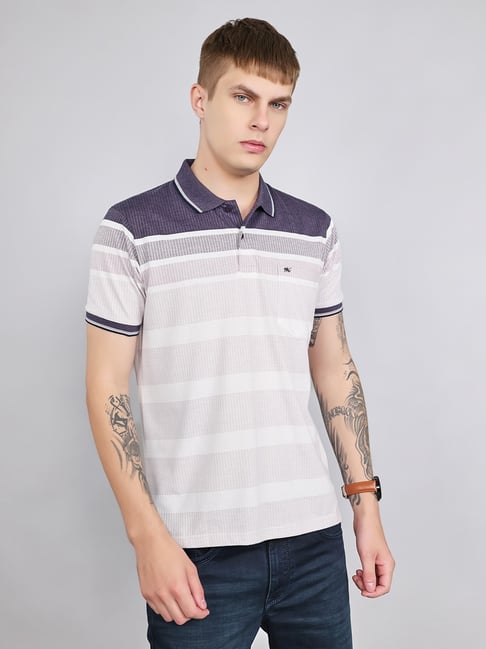 Monte Carlo Purple Regular Fit Striped Polo T-Shirt-picture-12