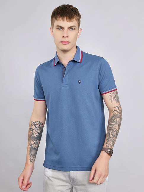 Monte Carlo Blue Regular Fit Solid Polo T-Shirt-picture-25