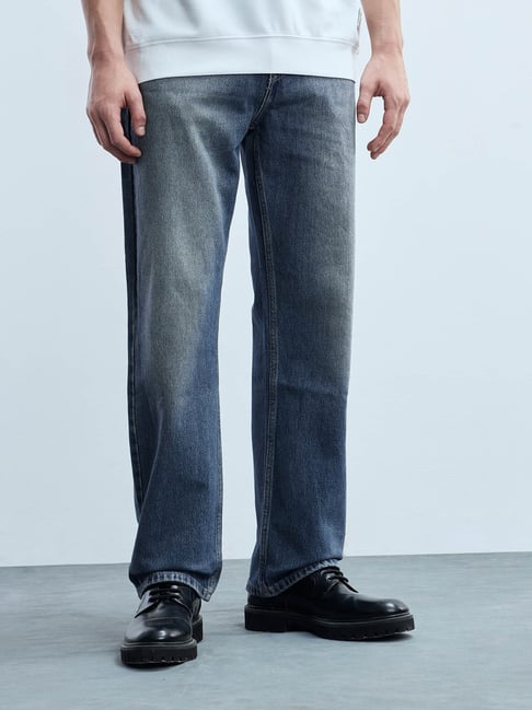 Flying Machine Blue Cotton Relaxed Fit Jeans-picture-30