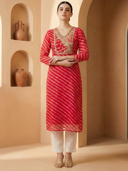 Indo Era Pink Regular Fit Printed Kurta-picture-14
