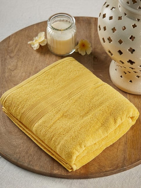 Fabindia Fusion Yellow Cotton 500 GSM Woven Hand Towel-picture-31