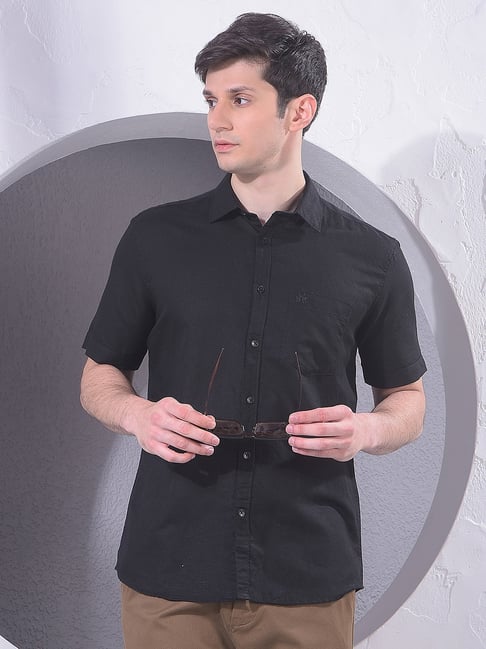 Crimsoune Club Black Slim Fit Solid Shirt-picture-29