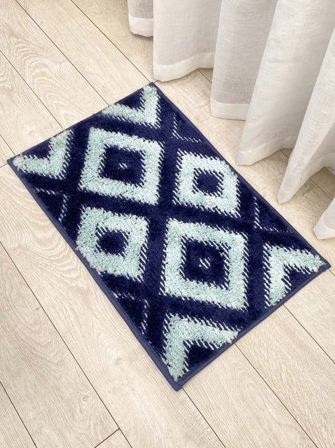 Ariana Royal Blue Cotton Elegant Soft & Durable Abstract Anti-Skid Door Mat