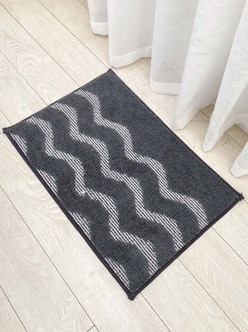 Ariana Dark Grey Cotton Elegant Soft & Durable Abstract Anti-Skid Door Mat