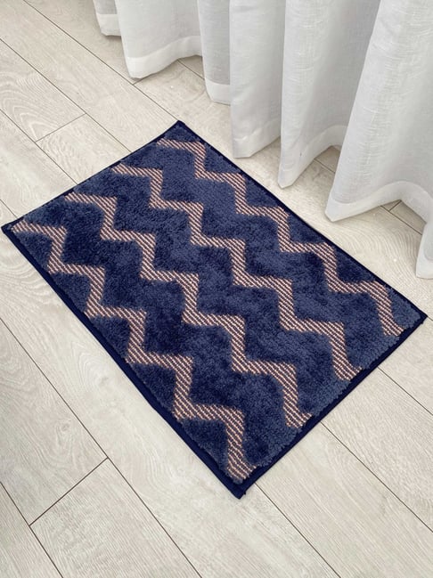 Ariana Royal Blue Cotton Elegant Soft & Durable Abstract Anti-Skid Door Mat