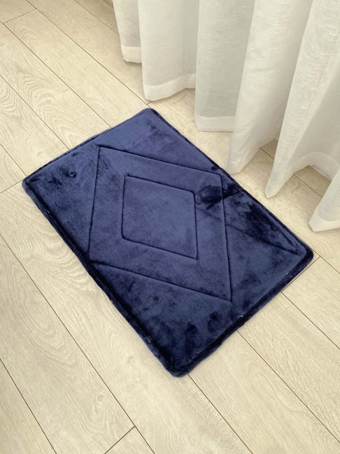 Ariana Navy Blue Cotton Elegant Soft & Durable Abstract Anti-Skid Door Mat