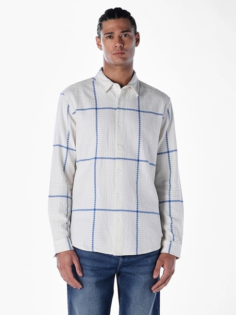 Jack & Jones White Cotton Regular Fit Checked Shirt-picture-28