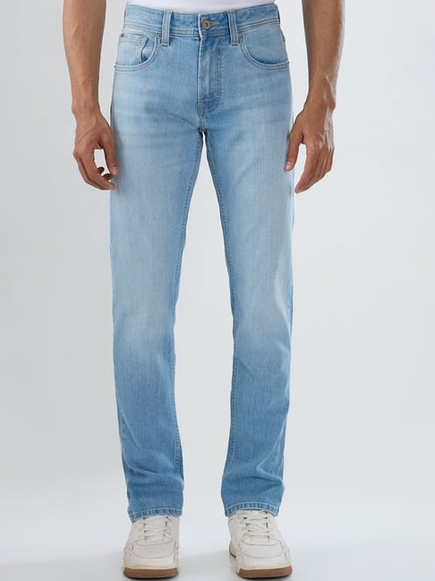 Spykar Light Blue Cotton Regular Fit Jeans-picture-19