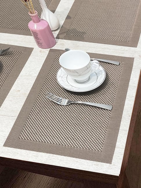 Bianca Luxury Woven PVC Placemat For Dining Table - Taupe-picture-28