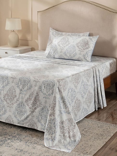 Maspar Cotton Printed King Size Bedsheet with 2 Pillow Case - 400 TC-image-34