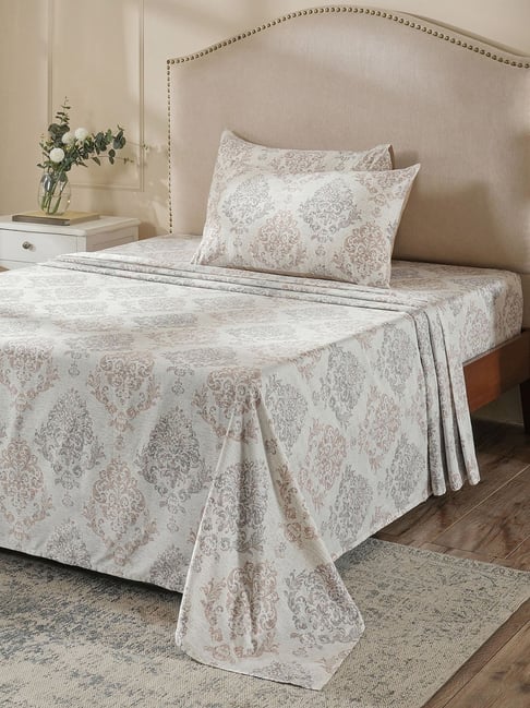 Maspar Cotton Printed King Size Bedsheet with 2 Pillow Case - 400 TC-image-32