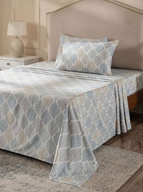 Maspar Cotton Printed King Size Bedsheet with 2 Pillow Case - 400 TC-image-12