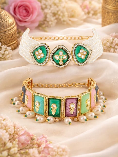 Zaveri Pearls Multicolor Stones & Beads Embellished Ethnic Bracelets Set of 2-picture-14