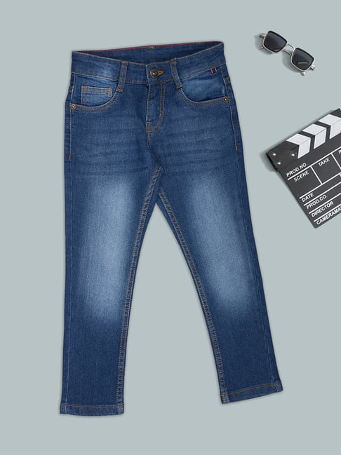 Pantaloons Junior Boys Blue Yonder Solid Jeans