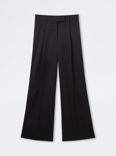 Wardrobe by Westside Black Solid High-Rise Trousers