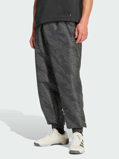 Adidas Grey POWER AOP Printed Mid Rise Relaxed Fit Pants-image-22