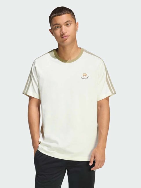 Adidas White M COFFEE CUP Striped Relaxed Fit T-Shirt-picture-28