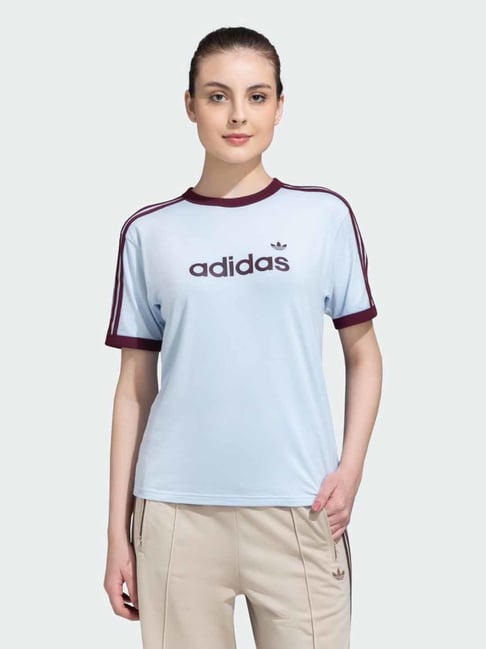 Adidas Originals Blue Striped Regular Fit Tee-picture-19