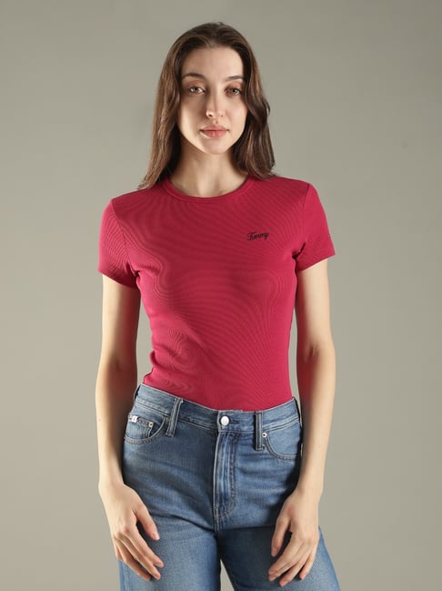 TOMMY HILFIGER Pink Slim Fit T-Shirt