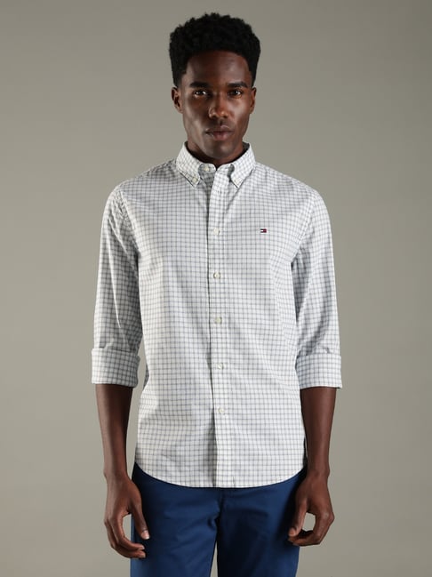 TOMMY HILFIGER White Checked Regular Fit Shirt-picture-31