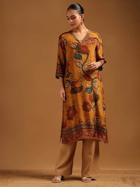 Soch Mustard Crepe Printed Kurti-picture-34