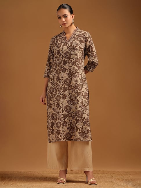 Soch Beige Cotton Printed Kurti-picture-43