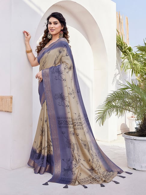 MIRCHI FASHION Beige Printed Ready To Wear Sarees With Blouse Piece-picture-27