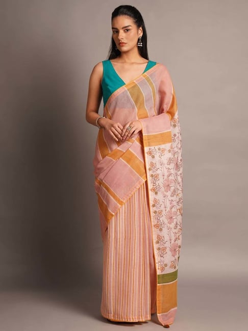 Jaypore Pink Block Printed Saree-picture-23