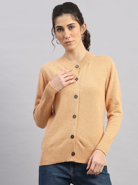 Monte Carlo Womens Regular Fit Solid Full Sleeve Round Neck Cardigan