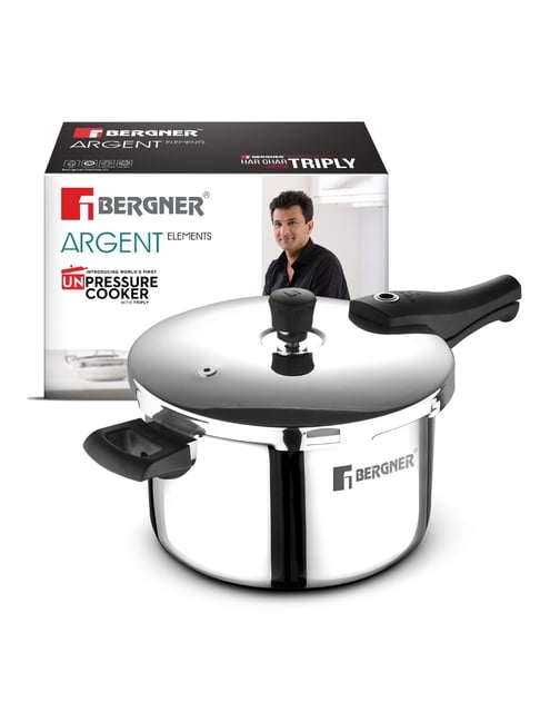Bergner Silver Stainless Steel Elements Triply Pressure Cooker (3.5 L)