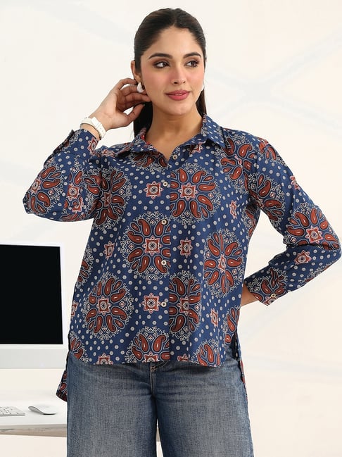 Gerua by Libas Blue Cotton Printed Short Kurta-picture-40