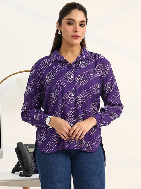 Gerua by Libas Purple Cotton Printed Short Kurta-picture-16