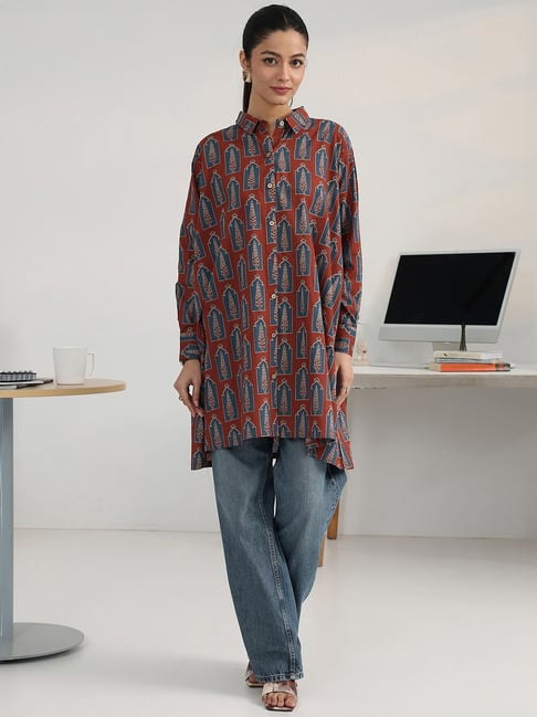 Gerua by Libas Rust Cotton Printed Tunic-picture-38