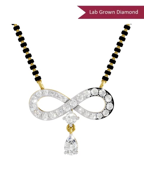 Sparkles 14k (585) Yellow Gold Lab Grown Diamond 1.36 CT Pear & Infinity Mangalsutra
