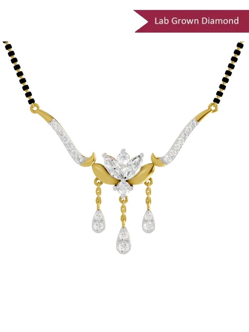 Sparkles 14k (585) Yellow Gold Lab Grown Diamond 1.35 CT Lotus Bloom Mangalsutra