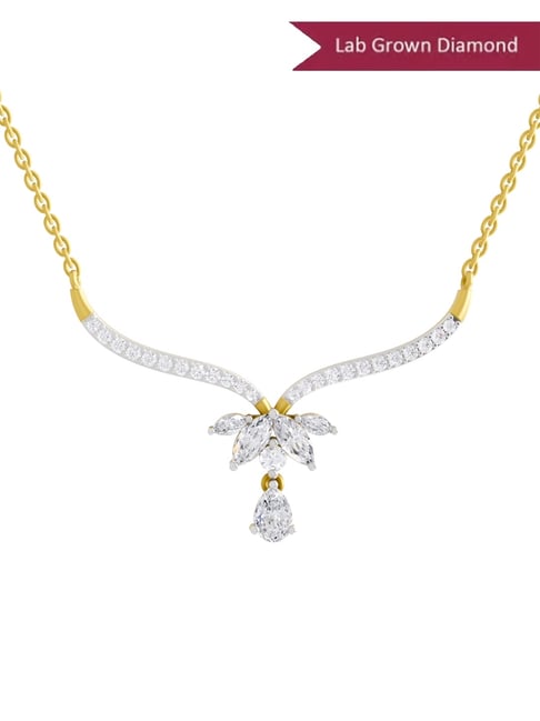 Sparkles 14k (585) Yellow Gold Lab Grown Diamond 1.42 CT Lotus Bloom Mangalsutra