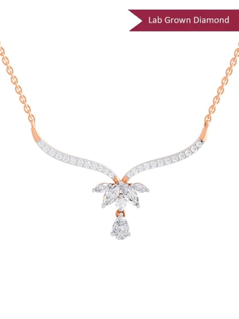 Sparkles 14k (585) Rose Gold Lab Grown Diamond 1.42 CT Lotus Bloom Mangalsutra