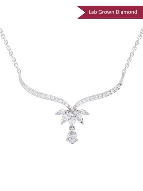 Sparkles 14k (585) White Gold Lab Grown Diamond 1.42 CT Lotus Bloom Mangalsutra