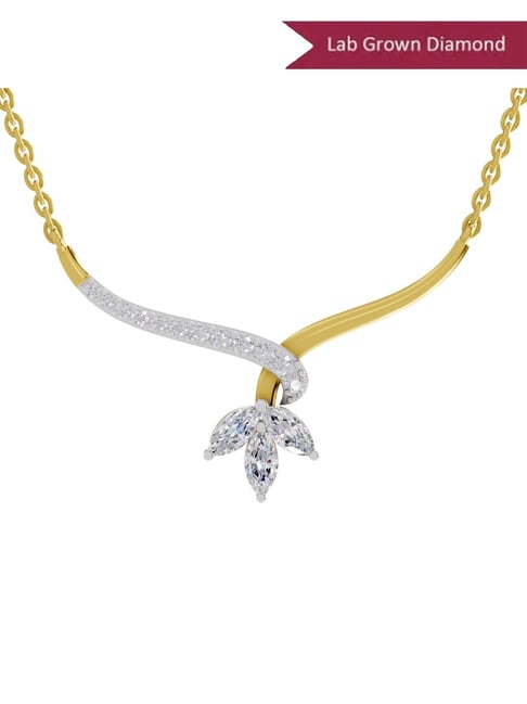 Sparkles 14k (585) Yellow Gold Lab Grown Diamond 1.18 CT Marquise Flower Cluster Mangalsutra